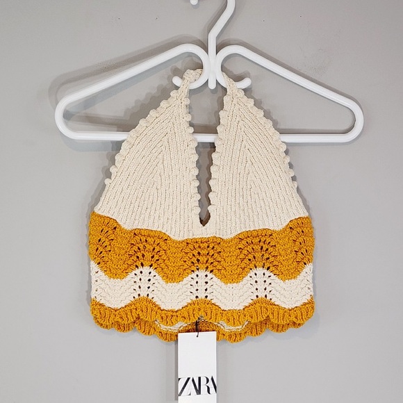 Zara Crochet Crop Top Sz. Large NWT - Picture 3 of 9